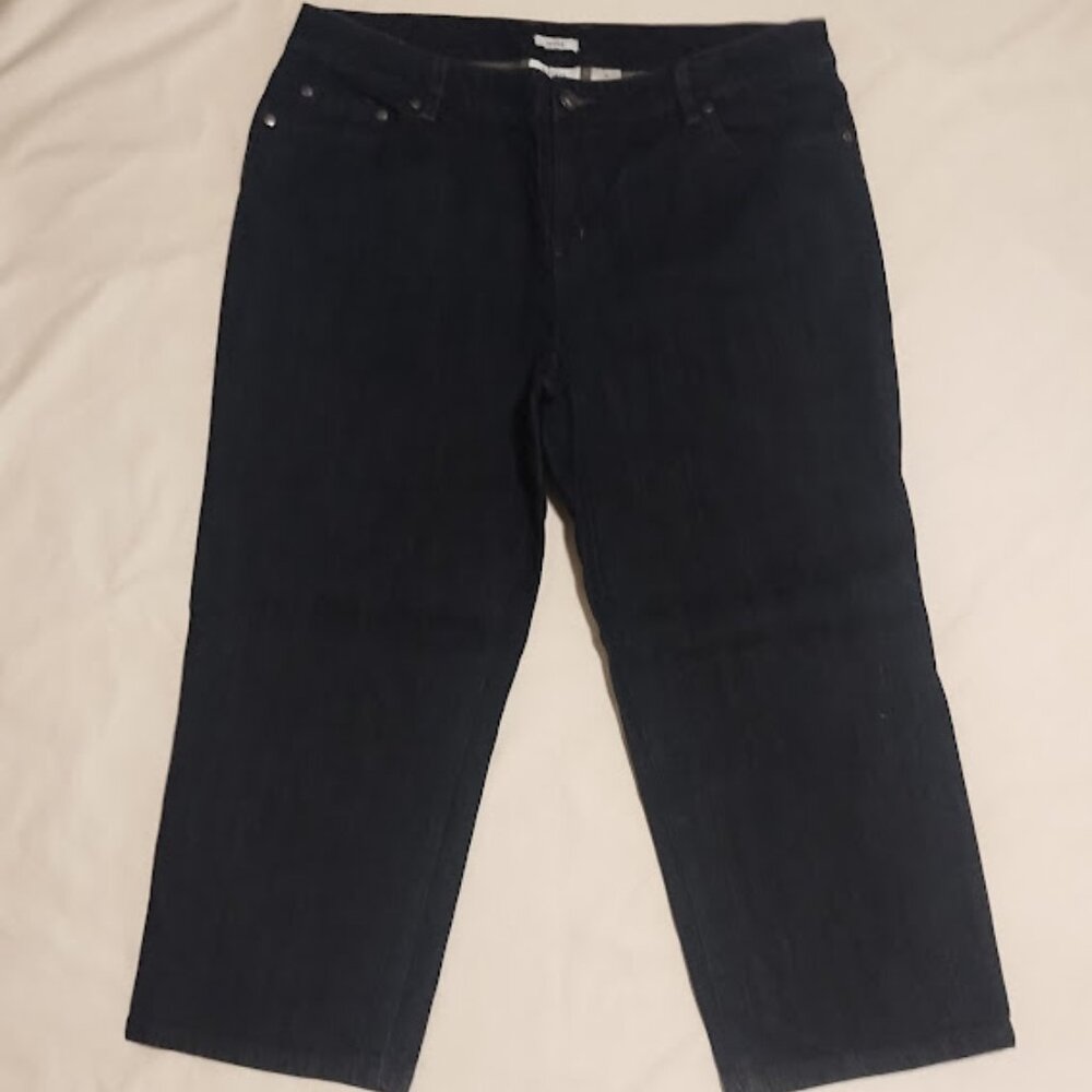 Liz Co Capris Jeans Womens 14 Blue metal design Slimming Fit 36x22 GUC